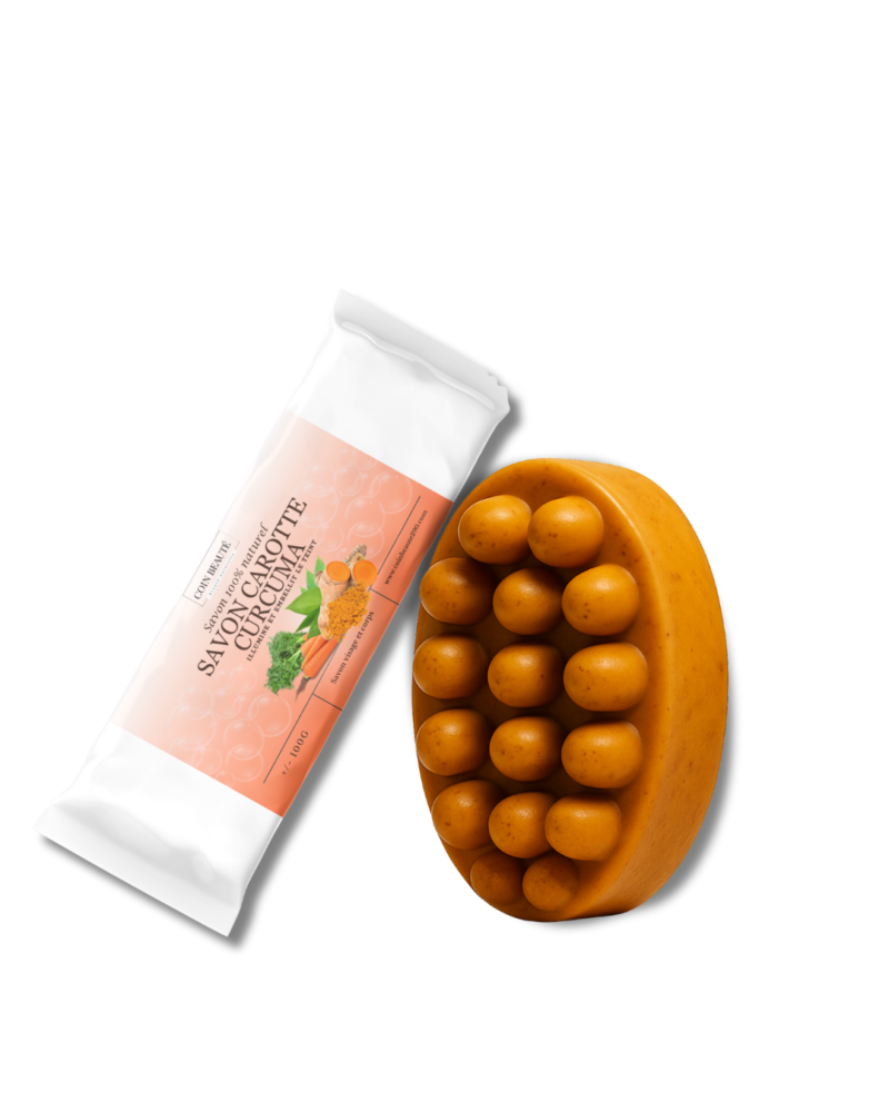 Savon carotte et curcuma à la vitamine C: forme ovale à picot – Image 2