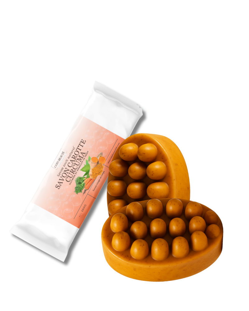 Savon carotte et curcuma à la vitamine C: forme ovale à picot – Image 3