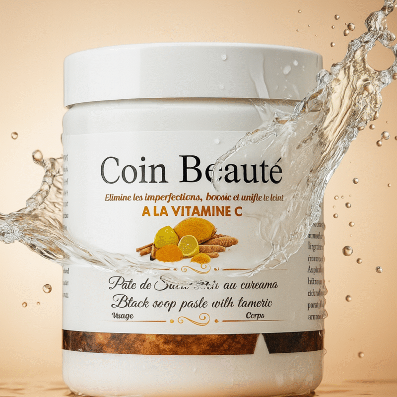 Savon Noir en Pâte à la Vitamine C & Curcuma – Éclat, Anti-Imperfections & Teint Unifié