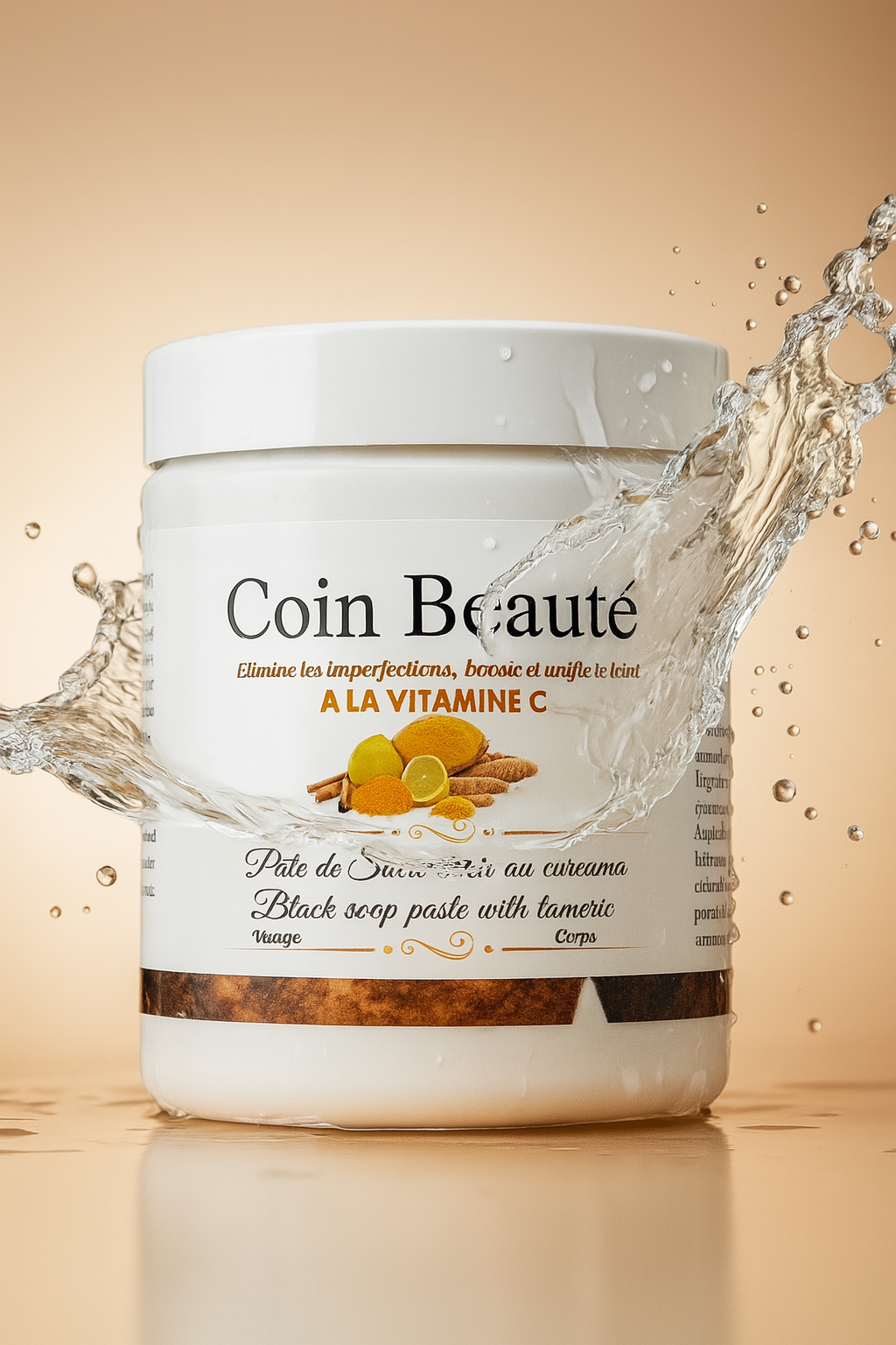 Savon Noir en Pâte à la Vitamine C & Curcuma – Éclat, Anti-Imperfections & Teint Unifié