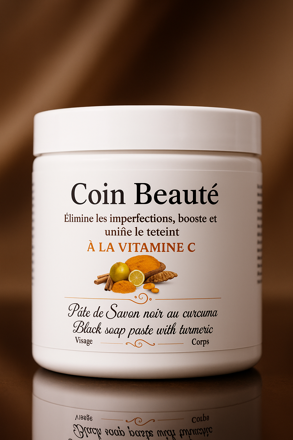 Savon Noir en Pâte à la Vitamine C & Curcuma – Éclat, Anti-Imperfections & Teint Unifié – Image 3